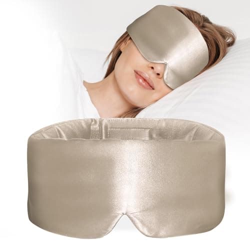 ATreebay 100% Mulberry Silk Sleep Mask, Large Eye Cover for Sleeping, Comfortable and Pressure-Free Sleeping Masks for Women Men, Completely Blackout (Taupe)