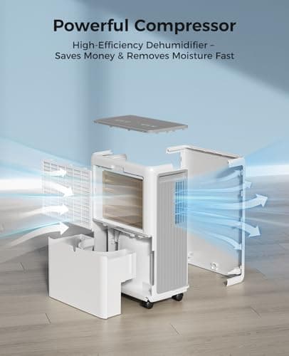 2000 Sq.ft Dehumidifier for Basement, Trazico 30 Pint Dehumidifiers for Home Large Room Bedroom Bathroom with Drain Hose, Intelligent Humidity Control, 3 Modes, 24H Timer, Auto Defrost, Grey 9