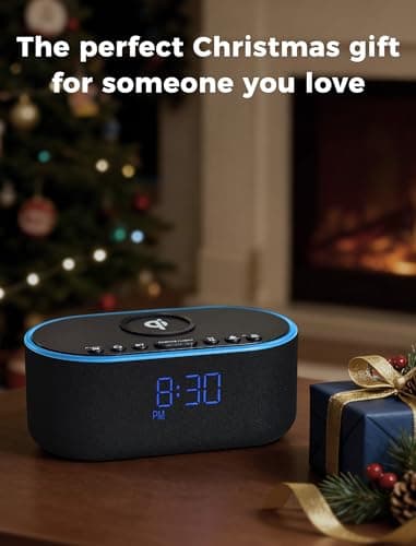 Odokee Wireless Charging Alarm Clock Radio: Qi Certified Fast Wireless Charger for iPhone Samsung - 10W Stereo Bluetooth Speaker - Dimmable Digital Clock with FM Radio for Bedroom Black 7