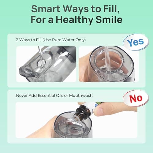 OPERAN Water Flossers for Teeth, Cordless Portable Water Flossers for Adults Braces, IPX7 Waterproof with 4 Modes, 4 Professional Nozzles, 300ml Tank & 21 Days Runtime for Travel, Black, 1Pack 8