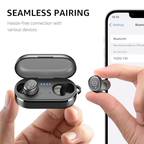TOZO T10 Wireless Earbuds Bluetooth 5.3 Headphones, App Customize EQ, Ergonomic Design, 55H Playtime, Wireless Charging Case, IPX8 Waterproof Sound in-Ear Headset, New Version 8