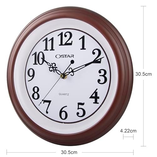 OSTAR Silent Rustic Wall Clock, Battery Operated, Vintage 12 Inch Round Clock, Living Room Bedroom Kitchen Wall Decor 5