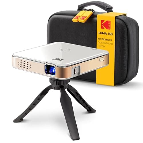 Kodak Luma 150 Wireless Mini Pico Projector Standard Kit, DLP, Supports 1080p Input, HDMI, USB & microSD, with a Built-in Rechargeable Battery and Speaker ,Includes Tripod & Travel Case
