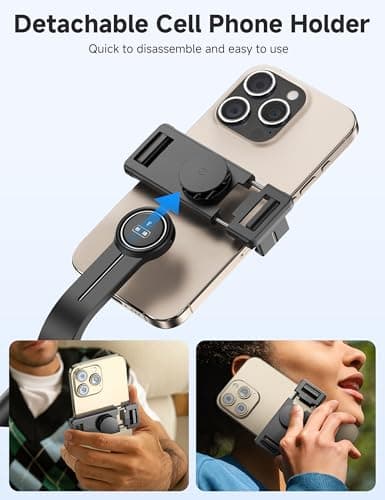 Portable Selfie Stick, 4 in 1 Extendable Phone Tripod Stand with Detachable Wireless Remote & Phone Holder 360° Rotating Mini Travel Tripod Compatible with iPhone 16/15/14/13 Pro/Android/Gopro 6