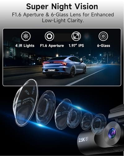 Dash Cam Front and Rear, 2.5K+1080P+1080P 3 Channel Dash Cam with 32GB Card, Wi-Fi Dash Camera for Cars, G-Sensor, Night Vision, 24H Parking, Loop Recording Dashcam, 1.97”IPS, Support 256GB 5