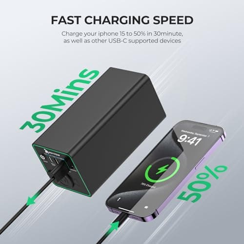 RoyPow 30W PD Portable Charger with 12V 10A Constant Voltage Cigarette Lighter Socket, 86.58Wh USB C Laptop Power Bank, 18W QC & 12V DC Battery Pack, Perfect for Dash Cam Astrophotography or Camping 6