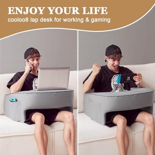 cooloo8 Lap Desk for Adults, Gaming Pillow, Reading Pillow, Lap Desk, Laptop Desk Pillow, Couch Reading Pillow, Memory Foam Bed Rest Pillow for Reading, Laptop Stand for Bed(Grey) 5