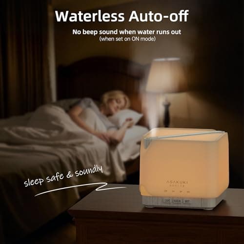 ASAKUKI Essential Oil Diffuser for Home, Large 700 ml Humidifier with Automatic Shut-Off, Quiet Aromatherapy Diffuser with 7 LED Lights for Living Room, Kitchen, Bedroom, Hotel - White 6