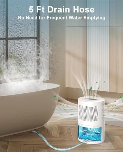 Dehumidifier, Dehumidifier for Home, 68 OZ Water Tank, Small Dehumidifiers for Bedroom (1000sq.ft) with 7 LED Lights, Ultra Quiet & Auto Shut off, Bathroom, Basement, Closet, Garage, RV. (White) 9