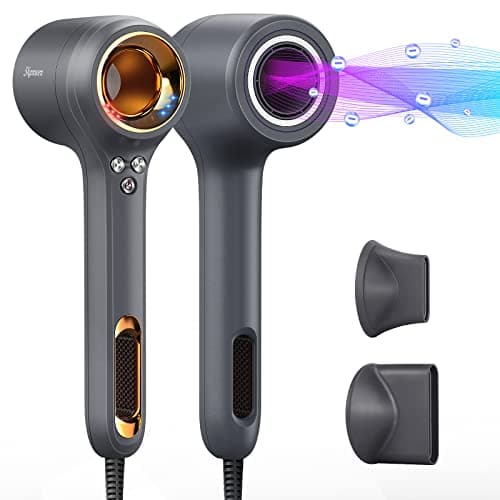 SKANWEN Hair Dryer, 1400W Professional Ionic Blow Dryer with High-Speed Brushless Motor for Fast-Drying, Filter-Removable Quiet Hairdryer with Magnetic Nozzle and Styling Concentrator (Anchor Gray)