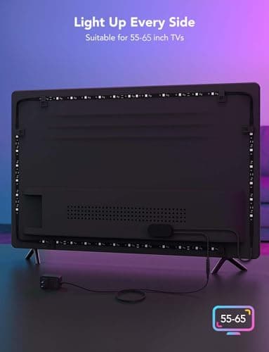 Govee TV LED Backlight, RGBIC Smart LED Strip Lights for 55-65 Inch TVs, Bluetooth and Wi-Fi APP Control, Works with Alexa & Google Assistant, Music Sync, 99+ Scene Modes, Adapter 7
