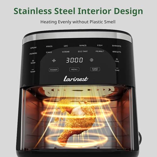Larinest Air Fryer, 7.4-Quart,Crisping, Roasting, Dehydrating, and Reheating Non-Stick,Stainless Steel 5