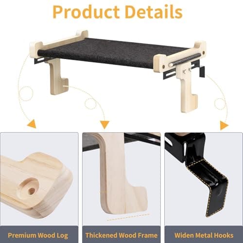 Topmart Cat Window Perch, Kitten Window Bed for Indoor, Cat Hammock Seat with Wood & Metal Frame, Easy to Adjust & Assemble 5