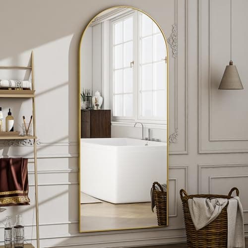 WISSMIELS 57" x 20" Arched Full Length Mirror - Wall Mounted/Floor Mirror Aluminum Alloy Frame Full Body Mirrors for Bathroom Living Room Bedroom and Entryway,Gold 5