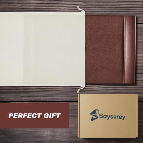 Saysurey Leather Desk Pad Protector 30" x 18" Leather Desk Blotter with Side Rails Desk Mat for Office Home Workplace Desktop Writing Board Christmas Gifts for Dad Husband(Brown) 6