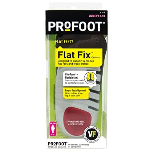 PROFOOT Flat Fix Orthotic Flat Feet Insoles for Women (Sizes 6-10) - Flexible Shell Arch Support, Helps Relieve Knee, Leg & Back Pain - 1 Pair