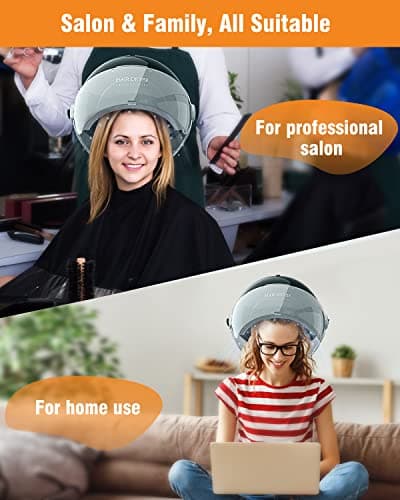 COLLIFORD Ionic Hooded Hair Dryer, 1875W Professional Height Adjustable Standing Hair Dryer Bonnet with 3 Temperature Settings, Portable Salon Dryer with Rolling Wheels for Home & Hairstylist 5