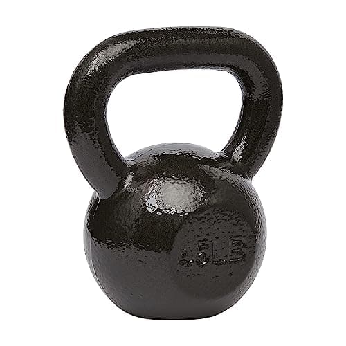 Amazon Basics Cast Iron Kettlebell for Strength Training, 45 Pounds, Black, Textured Wide Handle