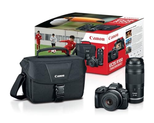 Canon EOS R100 Double Zoom Lens Kit, Black