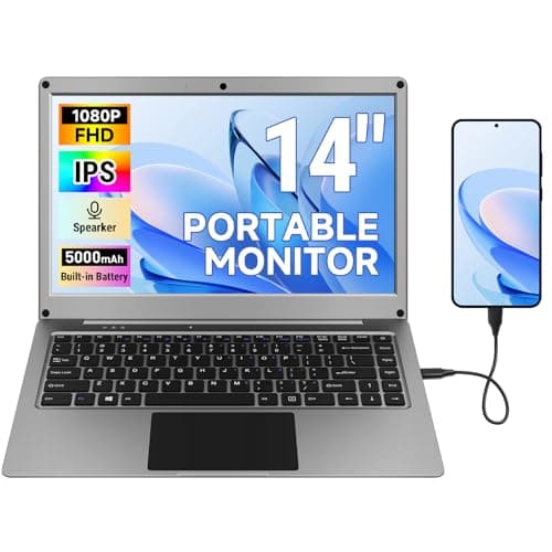 Portable Monitor with Keyboard,14inch 1080P FHD Lapdock Compatible with Raspberry Pi/Mini PC/Phone/PC/Game Console,CrowView Note Built-in Battery with RPi5 Adapter(Full TypeC & HDMI Cable Included)