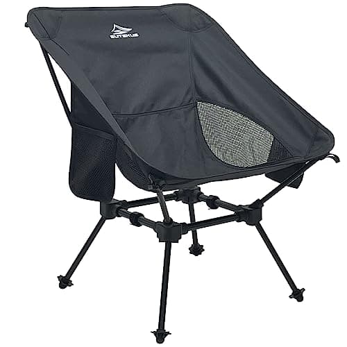 Sutekus Portable Camping Folding Chair Lightweight Camp Chair With Cup Holder and Side Bag Compact Backpacking Chairs for Camp Hiking Lawn Beach Sports (Black)