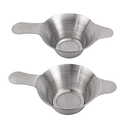 AUEAR, 2 Pack Different Size Stainless Steel Mini Strainer Fine Mesh Tea Funnel Coffee Filter with Double Handles 9