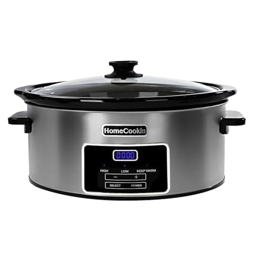 8-Quart Digital Programmable Slow Cooker with Timer - Small Kitchen Appliance for Family Dinners - Serves 10+ People - Heat Settings: Keep Warm, Low and High