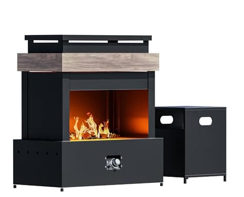 MaxMulti Outdoor Propane Fireplace w Tank Table, 50,000 BTU Gas Fire Pit with Ceramic Logs, Rain Cover, 35 Inch Steel Metal Smokeless Fireplace for Patio, Deck, CSA Certified (35 x 40 Inch) 9