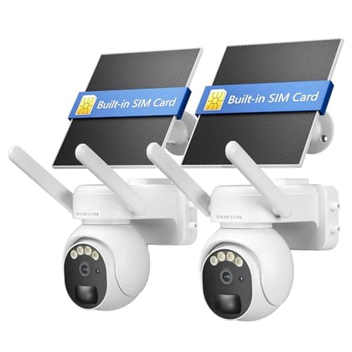 4G LTE Cellular Security Camera Outdoor, Off Grid Security Camera No WiFi Solar Powered, 360° PTZ Solar Camera Outdoor Wireless, 2K Color Night Vision, PIR Motion Sensor, Built in SIM Card, 2 Cameras