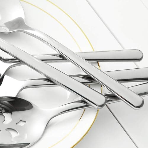 Serving Spoon x 2,Slotted Serving Spoon x 2,Serving Forks x 2,RTT 9 Inch Stainless Steel Catering Serving Utensils for Party Buffet Dinner Banquet Kitchen Basics (Silver Mirror Finish) 8
