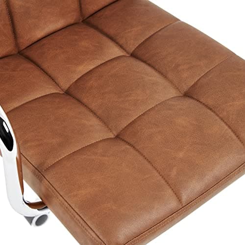 Yaheetech PU Leather Comfortable Office Desk Chair Mid Back Height Adjustable Computer Swivel Chair w/Armrests, Retro Brown 9