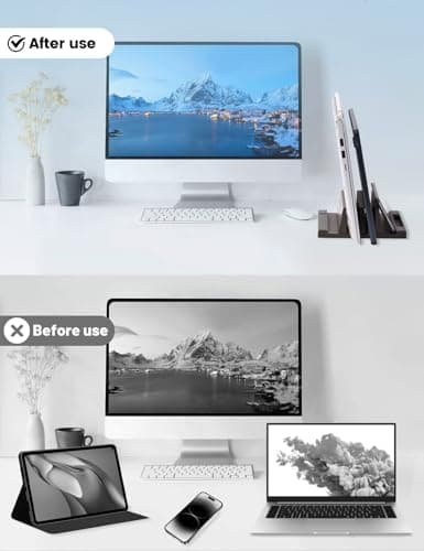 Vaydeer Vertical Laptop Stand Desktop Stand Holder with Adjustable Dock Size, 4-in-1 Design Plastic Laptop Holder Fits All MacBook, Surface, Chromebook Gaming Laptops Chocolaty 5