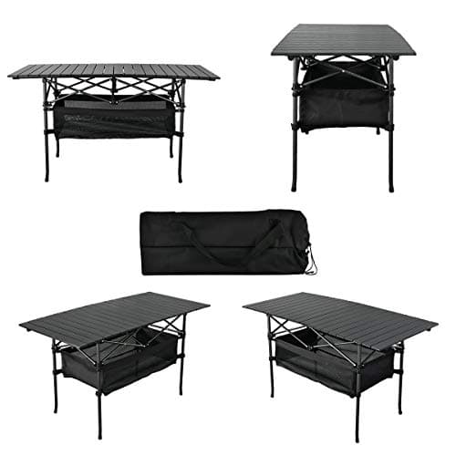 WUROMISE Lightweight Aluminum Folding Camping Table (47” x 21.65” x 26.7”), Portable Roll-Up Design for Outdoor, Camping, Beach, BBQ, Patio, and Picnic, Durable & Waterproof with Carrying Bag 8