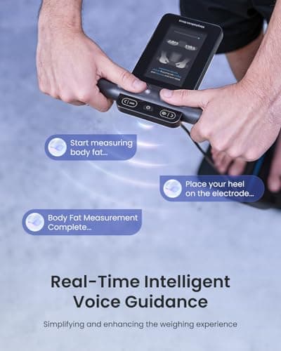 RENPHO Smart Scale for Body Weight, 8-Electrode Body Composition Scale with BMI, Body Fat, Muscle Mass, Rechargeable Body Fat Scale with Full-Color TFT LCD on Handle, MorphoScan Nova, Dark Blue 6