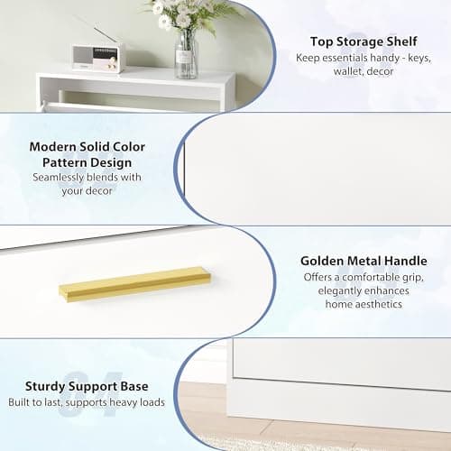 NOVAMAISON Fluted Shoe Cabinet Storage for Entryway, White Shoe Organizer with 2 Flip Drawers & Open Shelf, Freestanding Hidden Large Shoe Storage Cabinet (1pc-White, 3 Flip Drawers) 5