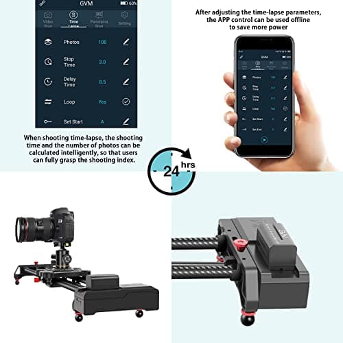 GVM 48"/120cm Motorized Camera Slider, APP Professional Carbon Fiber Dolly Rail Camera Slider, Motorized Time Lapse and Video Shot Follow Focus Shot and 120 Degree Panoramic Shooting 9