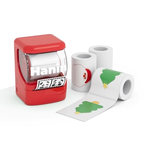 NEW1 Label Printer +4 Rolls Labels, 2 Inch Portable Inkless Bluetooth Label Maker for Small Business, Home, School, Automatic Label Recognition, Sticker Printer for Address Logo Barcode Clothing（Red）