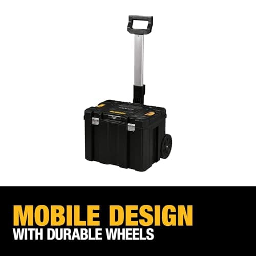 DEWALT Tool Box with Wheels Modular, Large Rolling Tool Box With Telescopic Handle, Portable Carrier Deep Stackable TSTAK Storage (DWST17820) 6