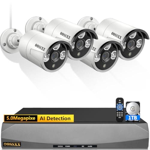 (4K/8.0 Megapixel & 130° Wide-Angle) 2-Way Audio PoE Camera Wired Outdoor Home Security Camera System Indoor Video Surveillance IP Cameras Surveillance System (4Cam-1TB(5MP))