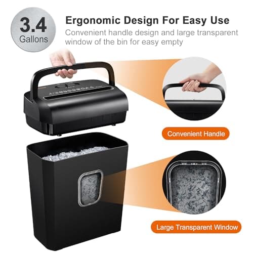 Bonsaii 6-Sheet Micro-Cut Paper Shredder, P-4 High-Security for Home & Small Office Use, Shreds Credit Cards/Staples/Clips, 3.4 Gallons Transparent Window Wastebasket, Black (C234-A) 5