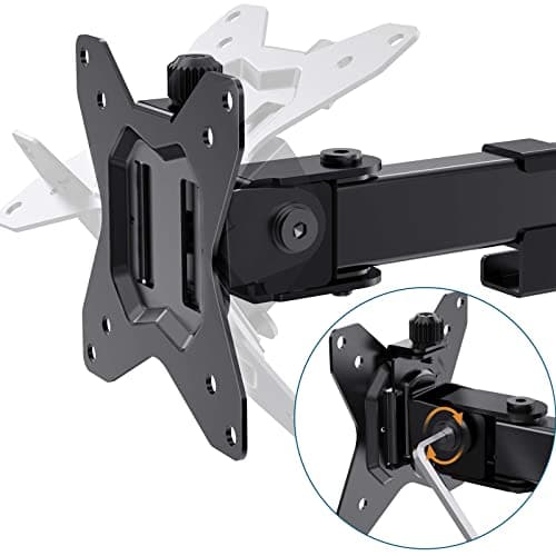 HUANUO 32 inches Dual Monitor Stand up to 17.6lbs per Arm, High-Grade Aluminum Free Standing Dual Monitors Mount for 2 Screens. Fully Adjustable Dual Monitor Stand for Desk with Tilt, Swivel, Rotation 8