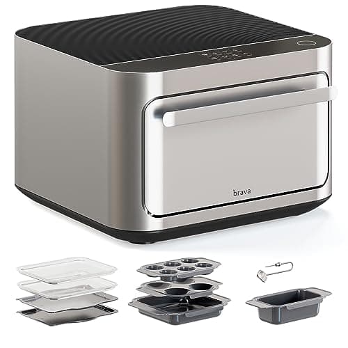 Brava Oven Bake & Breakfast Set: 10-in-1 Touchscreen Countertop Smart Oven, Air Fryer, 6-Slice Toaster, Slow Cooker, Reheater, Dehydrator, Rice Cooker, Healthy & User Friendly, Auto-Shut Off, 1800W
