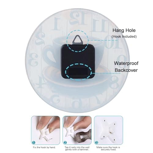 Horizent Kitchen Wall Clock,Vintage Glass Coffee Sign Decor Wall Clocks Battery Operated-8 Inch 7