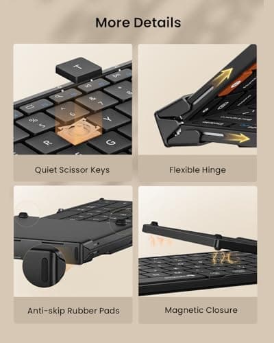 ProtoArc Foldable Bluetooth Keyboard, XK01 Full-Size Portable Wireless Keyboard for Travel, 105 Keys, 0.65" Keycaps, Multi-Device Sync for iPad Tablet Smartphone Laptop PC Windows iOS Android, Black 7