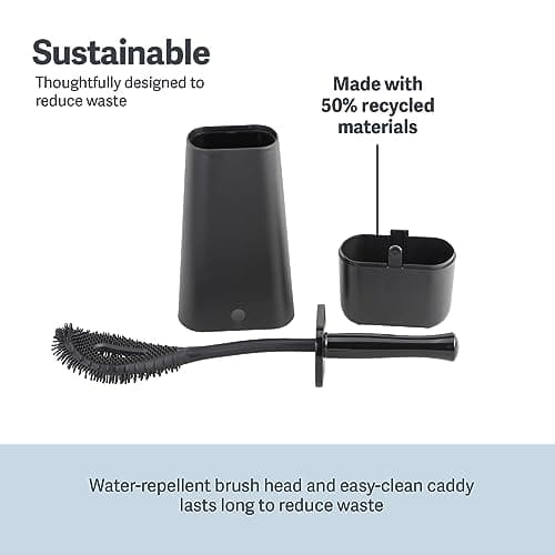 Casabella Hygienic Toilet Bowl Brush with Caddy, Black 7