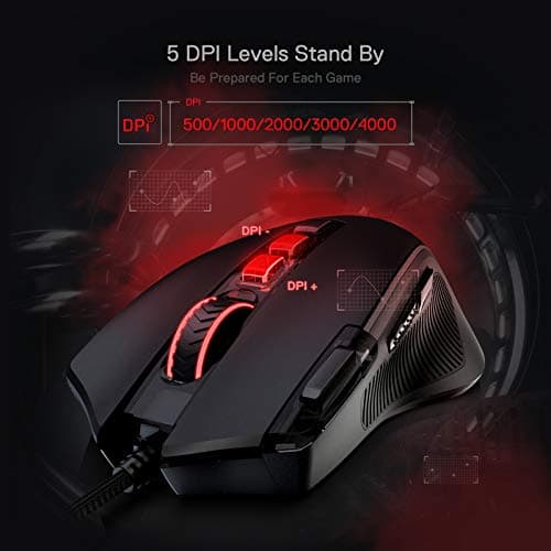 Redragon M612 Predator RGB Gaming Mouse, 8000 DPI Wired Optical Mouse with 11 Programmable Buttons & 5 Backlit Modes, Software Supports DIY Keybinds Rapid Fire Button 6