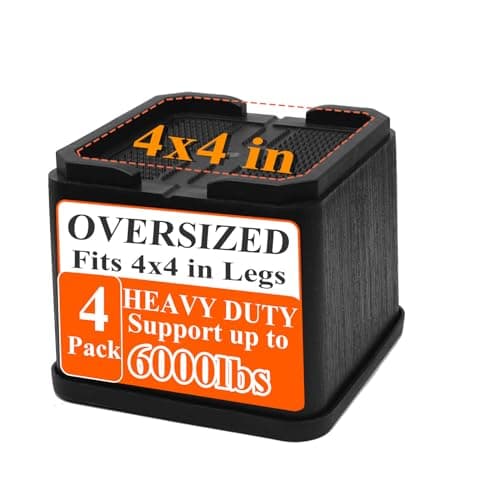 MYMULIKE Bed Risers Oversized, 4 Inch Heavy Duty Furniture Risers Support Up to 6000lbs, Adjustable 8 Inch Bed Raising Blocks, Bed Lifts for College Dorm Rooms, Couches, Tables, Desks