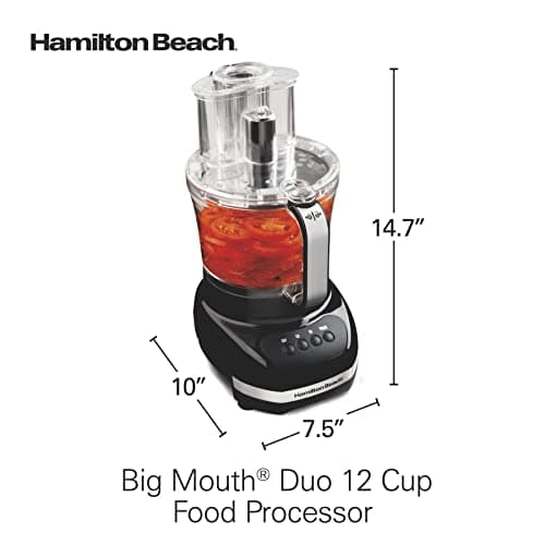 Hamilton Beach Big Mouth Duo Plus 12 Cup Food Processor & Vegetable Chopper with Additional Mini 4 Cup Bowl, Black (70580) 8