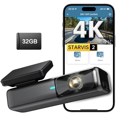 Dash Cam Front 4K,Dash Camera for Cars with WDR & Night Vision,2160P UHD with 170°Wide-Angle / 24 Hours Parking Monitor/Loop Recording/WiFi/G-Sensor/Wireless，Included 32GB Card