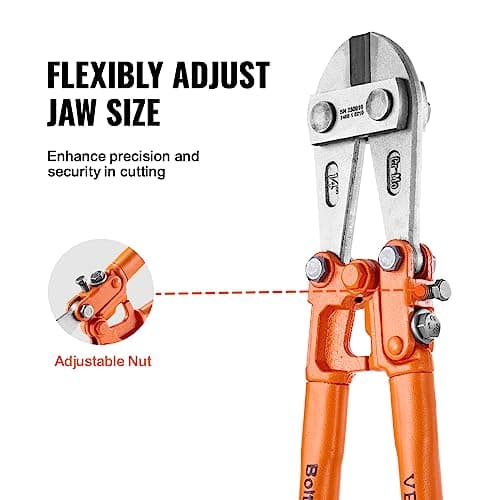 VEVOR Bolt Cutter, 18" Lock Cutter, Bi-Material Handle with Soft Rubber Grip, Heavy Duty Bolt Cutter, Chrome Molybdenum Alloy Steel Blade, for Rods, Bolts, Wires, Rivets, Cables, and Chains 6